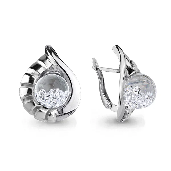 45424 Серьги из Серебра с стёклами из коллекции "French ball"