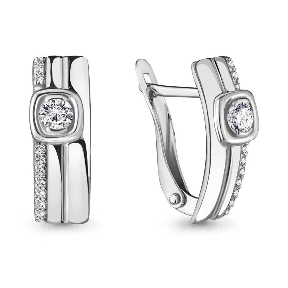 43419А Серьги из Серебра с фианитами