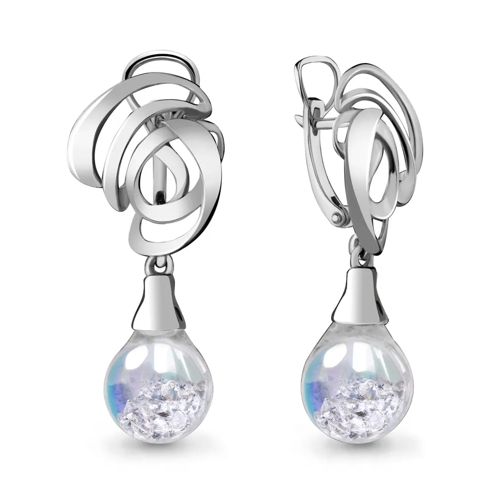 45395П Серьги из Серебра с стёклами из коллекции "French ball"