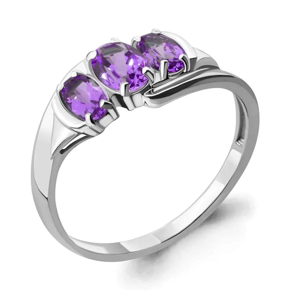 6909904 Кольцо из Серебра с аметистами