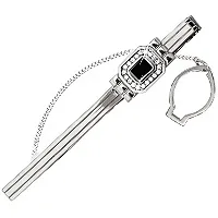 70443Ч Зажим для галстука из Серебра с фианитами, черным фианитом