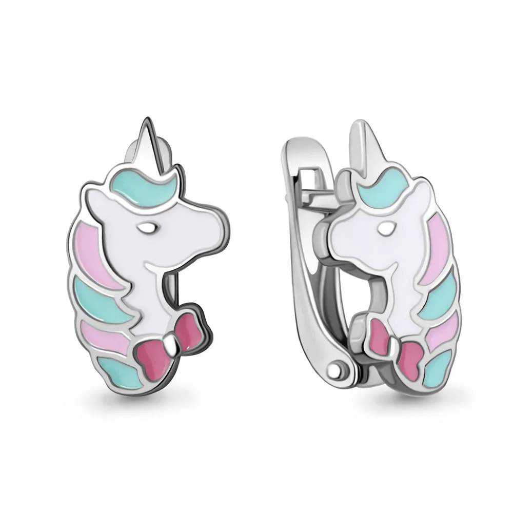 34282 Серьги из Серебра с эмалью из коллекции "Happy"