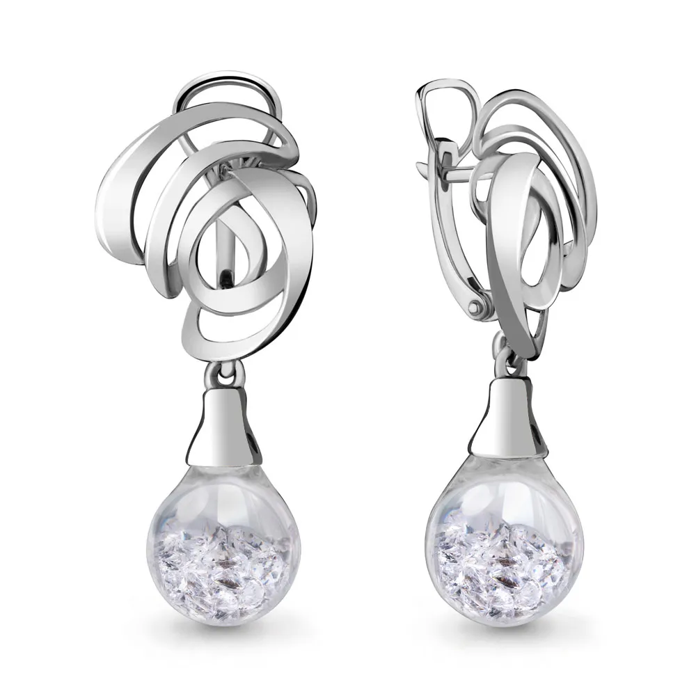 45395 Серьги из Серебра с стёклами из коллекции "French ball"