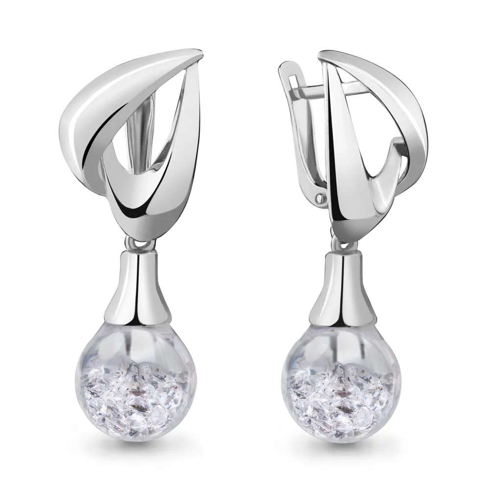 45356 Серьги из Серебра с стёклами из коллекции "French ball"
