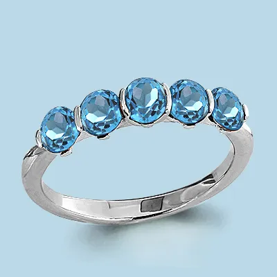 6526005 Кольцо из Серебра с топазами свисс блю