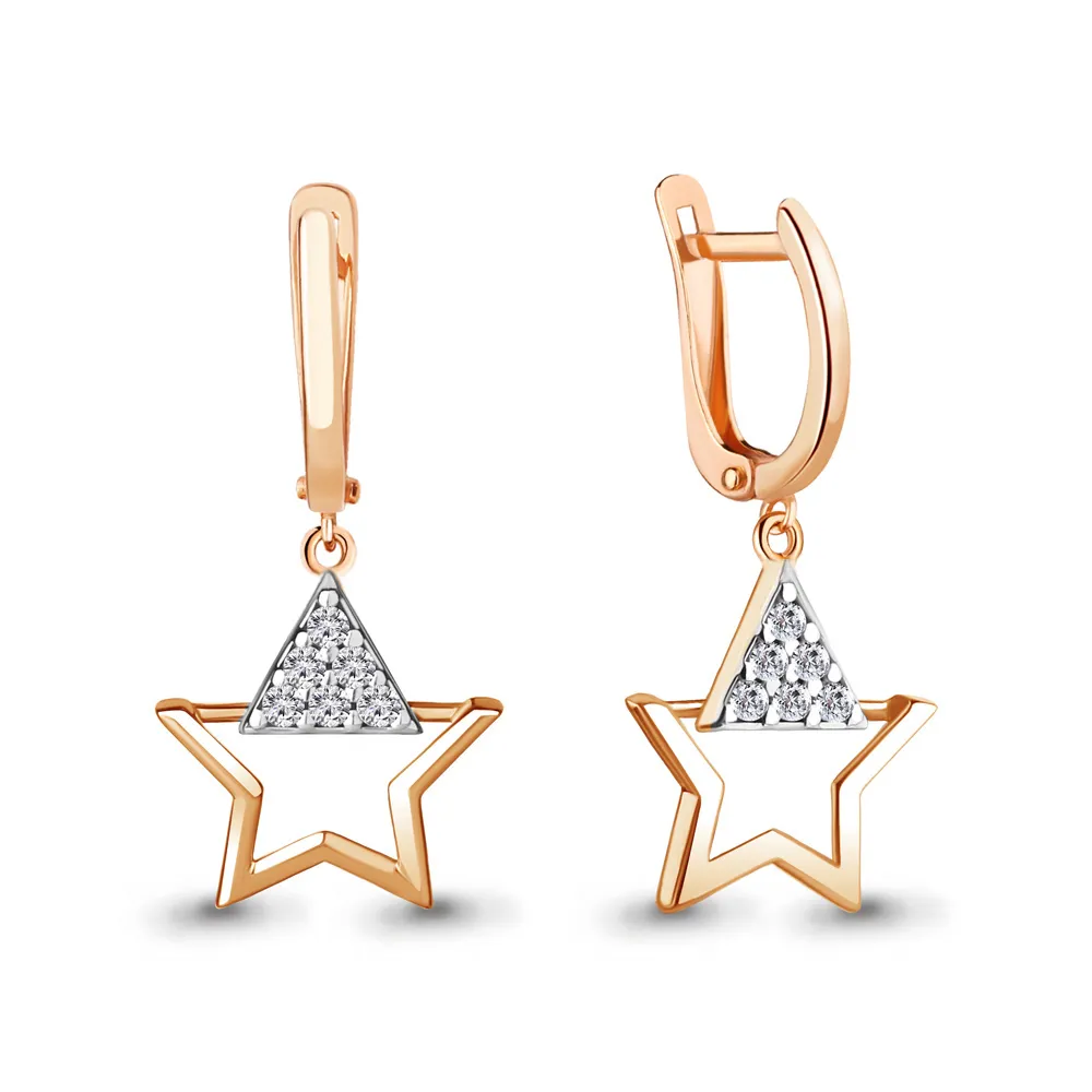 49147А Серьги из Золота с фианитами из коллекции "Cosmic"