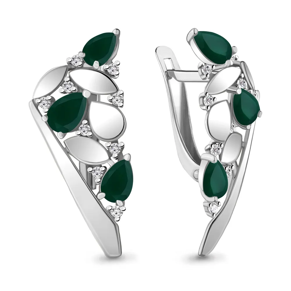 4743609А Серьги из Серебра с агатами, фианитами из коллекции "Тея"