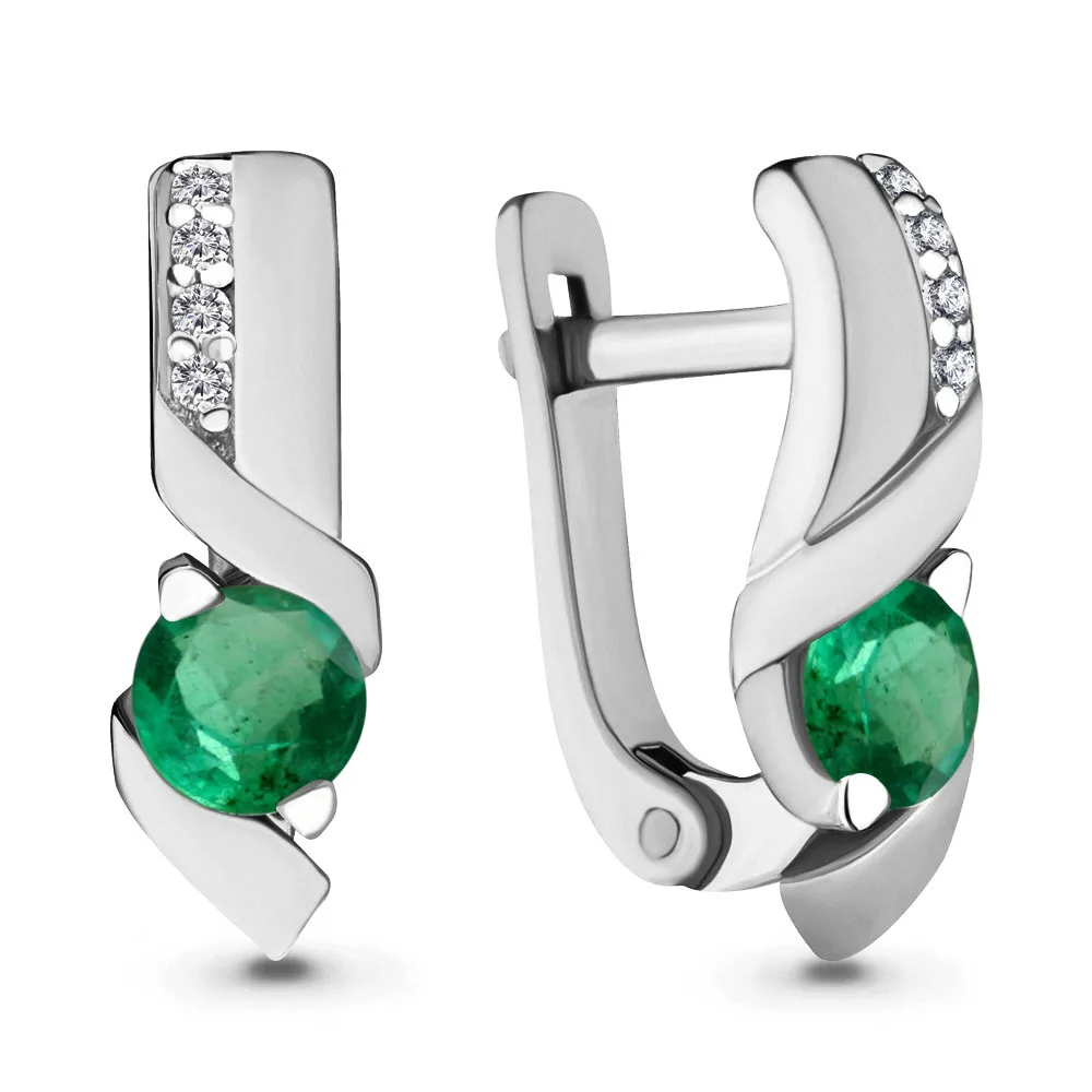 43403Г Серьги из Серебра с наноизумрудами, фианитами