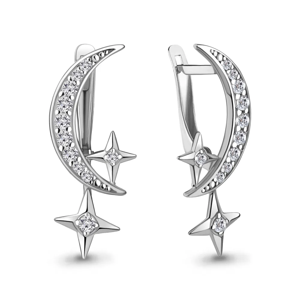 49422А Серьги из Серебра с фианитами из коллекции "Cosmic"