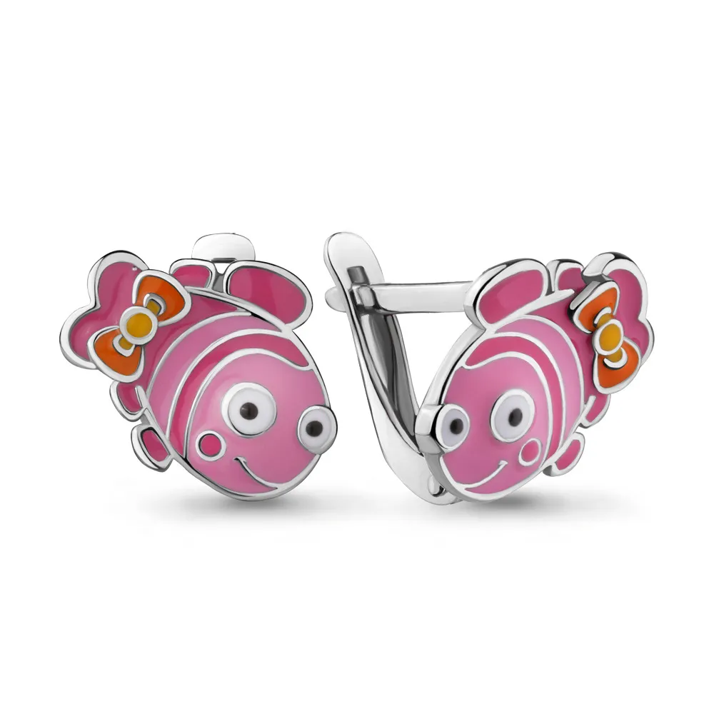 31654 Серьги из Серебра с эмалью из коллекции "Happy"