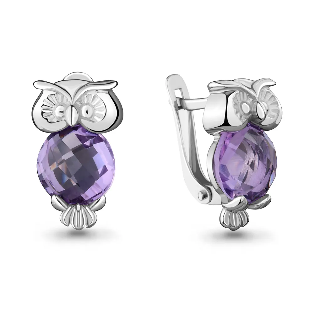 4439904 Серьги из Серебра с аметистами