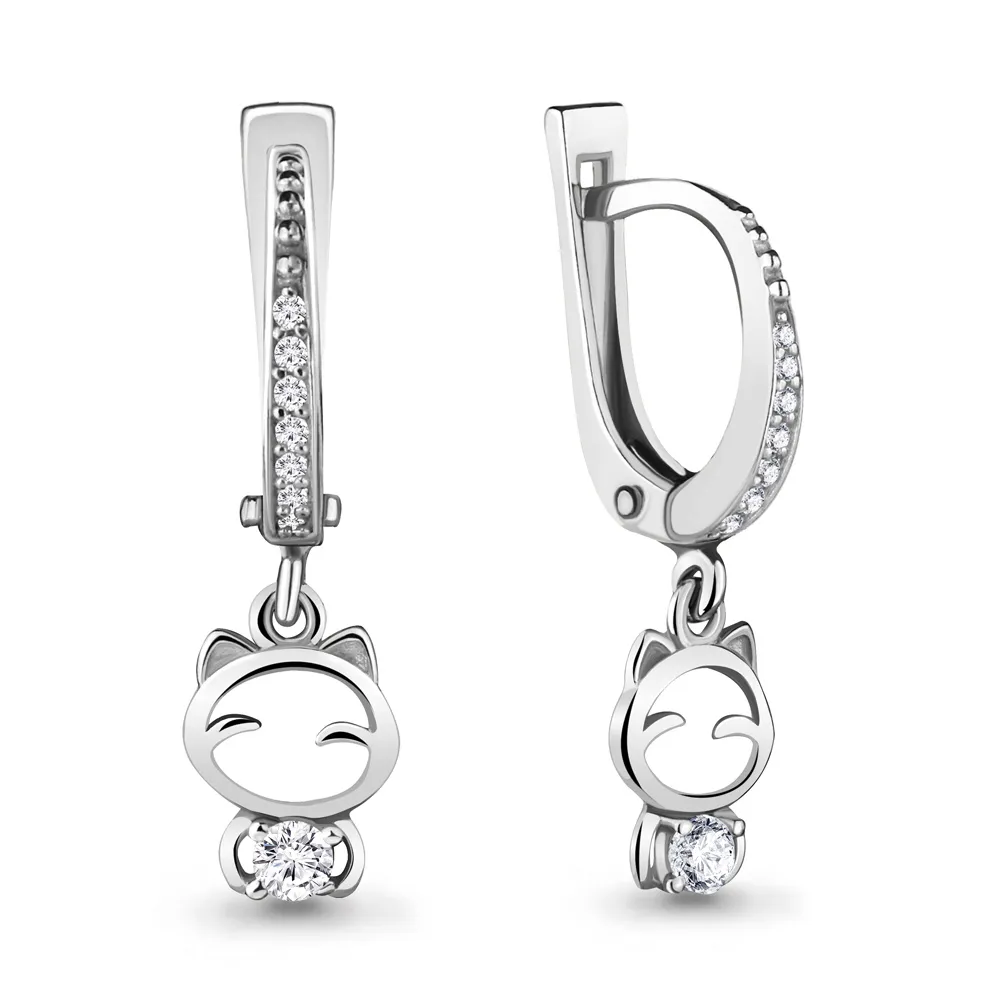 45244А Серьги из Серебра с фианитами из коллекции "Happy"
