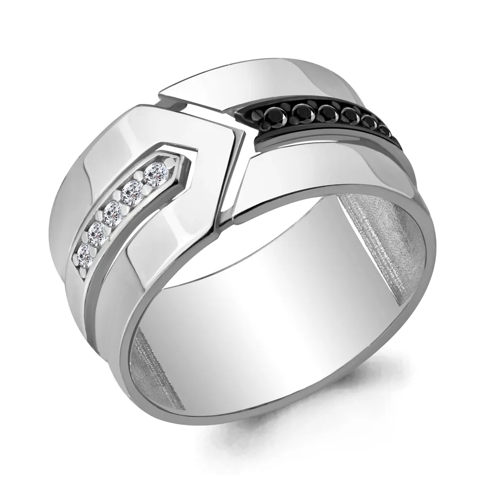 68608АЧ Кольцо из Серебра с нанокристаллами, фианитами
