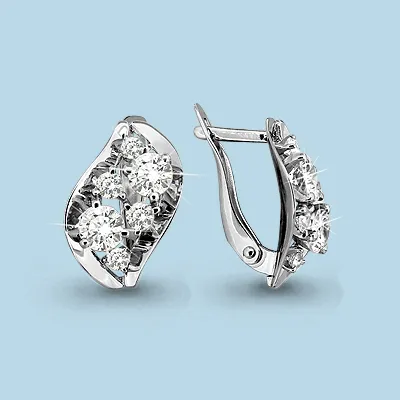 43641 Серьги из Серебра с фианитами