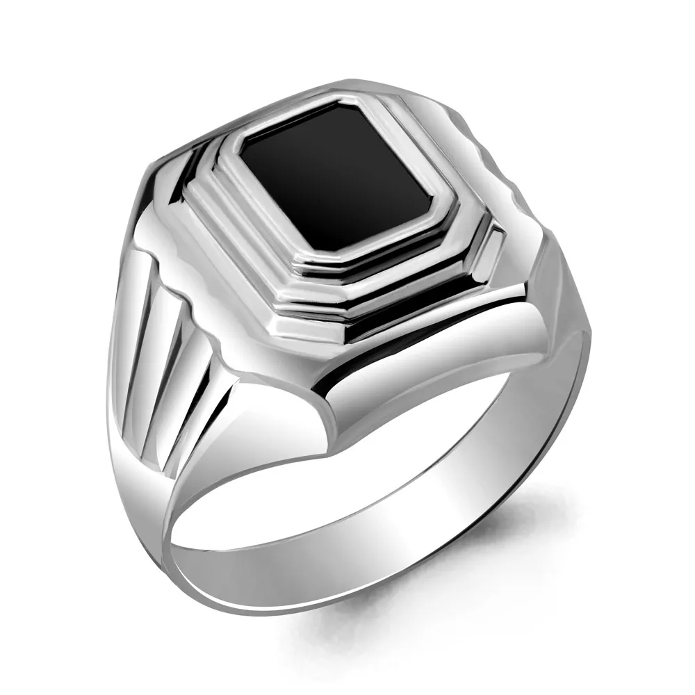 62111 Кольцо из Серебра с черным фианитом