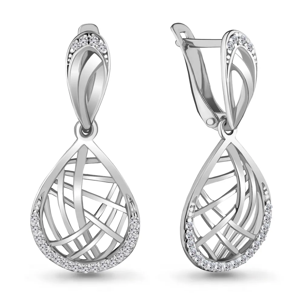 42543А Серьги из Серебра с фианитами