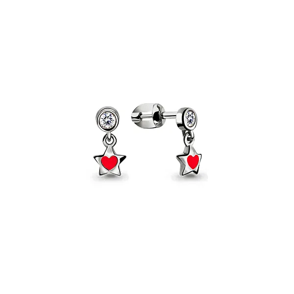 46012А Серьги из Серебра с фианитами, эмалью из коллекции "Happy"