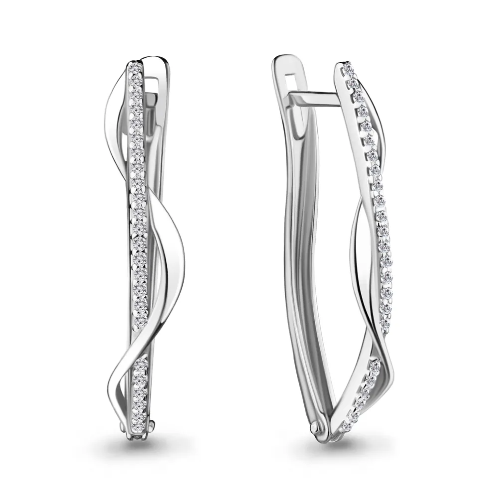 45570А Серьги из Серебра с фианитами из коллекции "Lady Style"