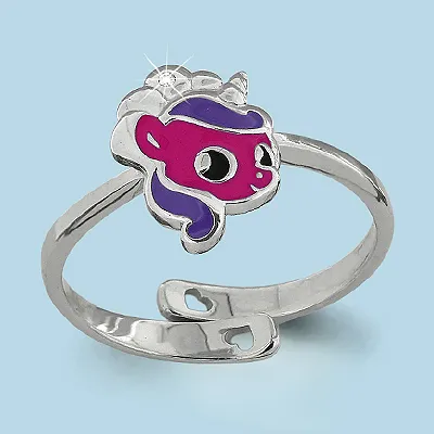 64124А Кольцо из Серебра с фианитом, эмалью из коллекции "Happy"