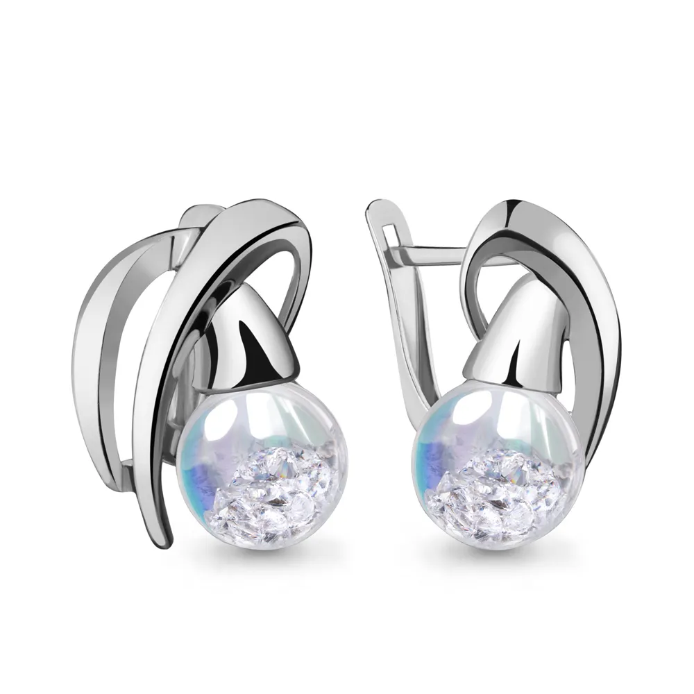 45391П Серьги из Серебра с стёклами из коллекции "French ball"