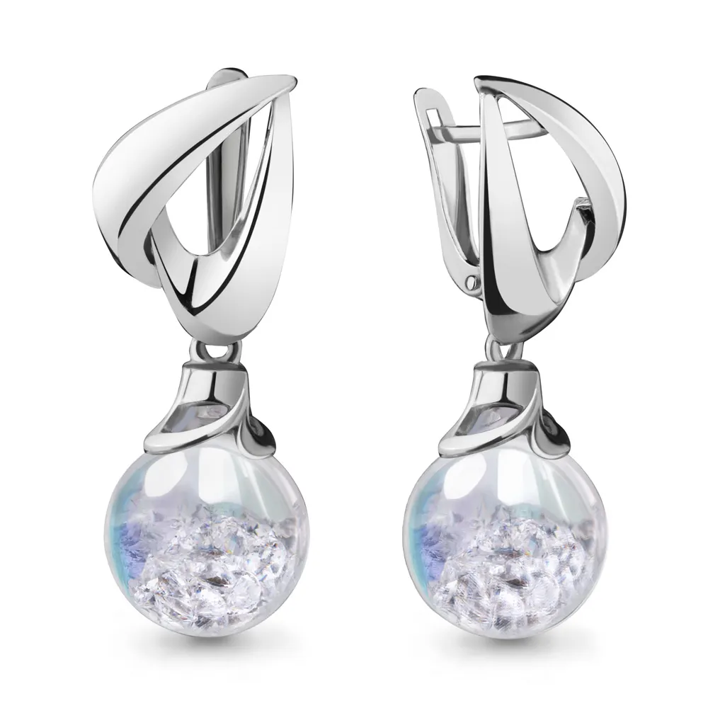 45389П Серьги из Серебра с стёклами из коллекции "French ball"