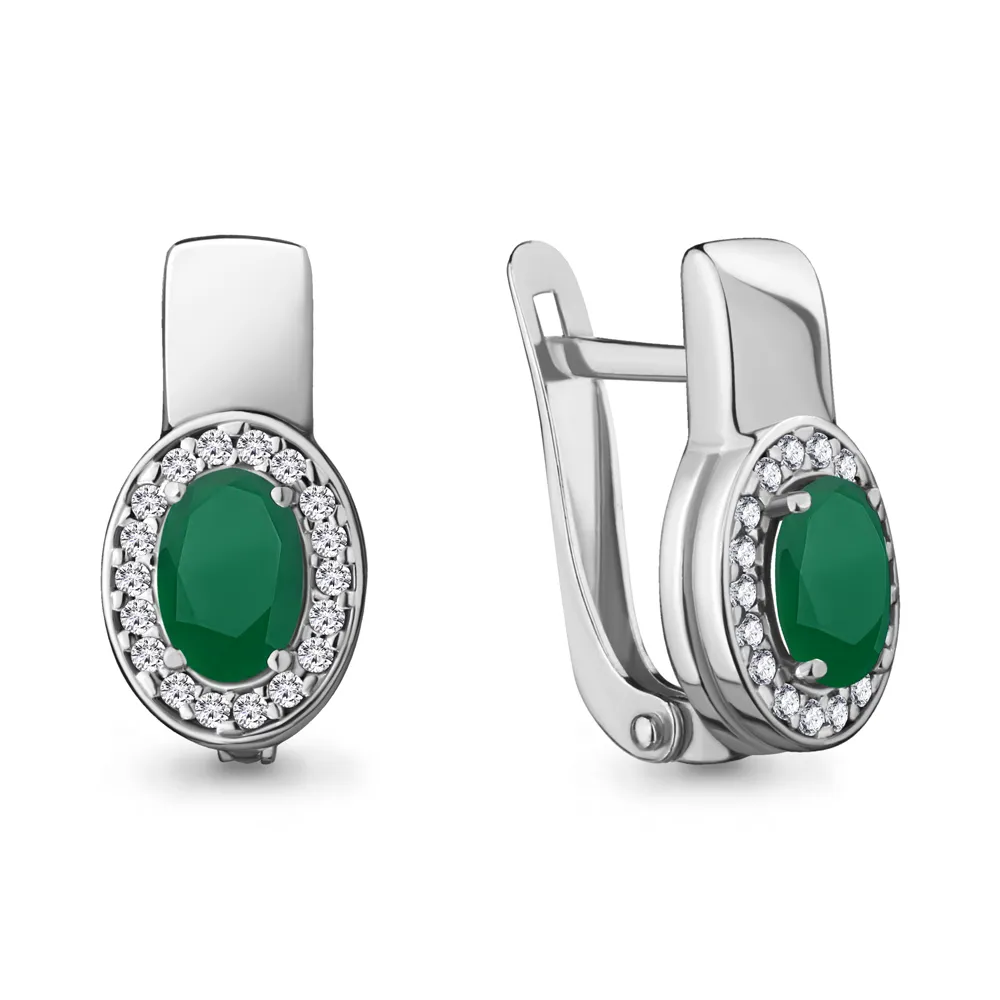 4712509А Серьги из Серебра с агатами, фианитами