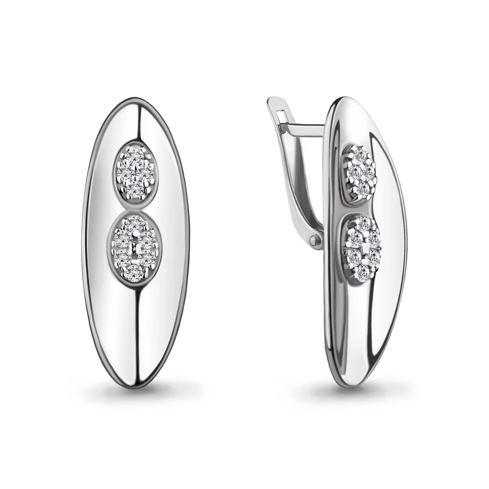 48603А Серьги из Серебра с фианитами из коллекции "Лагуна"