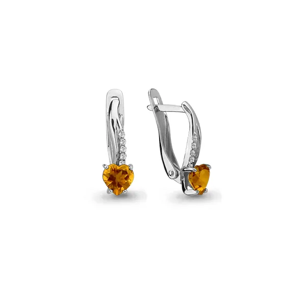 4400806А Серьги из Золота с фианитами, цитринами