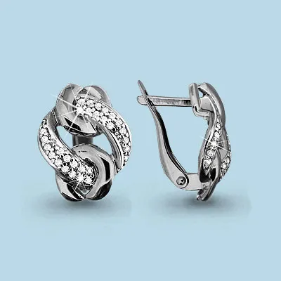 42588А Серьги из Серебра с фианитами