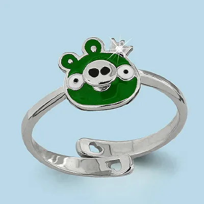64123А Кольцо из Серебра с фианитом, эмалью из коллекции "Happy"