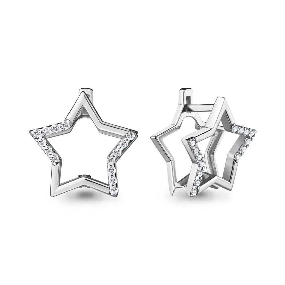 48535А Серьги из Серебра с фианитами из коллекции "Twin"