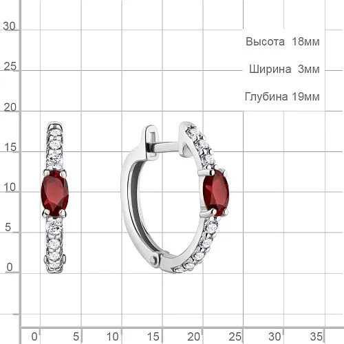 4752103А Серьги из Серебра с гранатами, фианитами