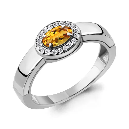 6911706А Кольцо из Серебра с фианитами, цитрином