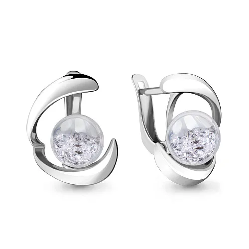 45390 Серьги из Серебра с стёклами из коллекции "French ball"
