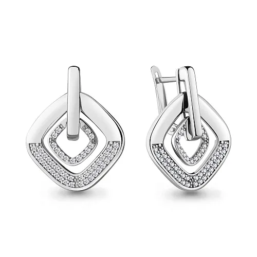 42738А Серьги из Серебра с фианитами
