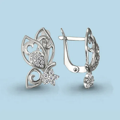45222А Серьги из Серебра с фианитами
