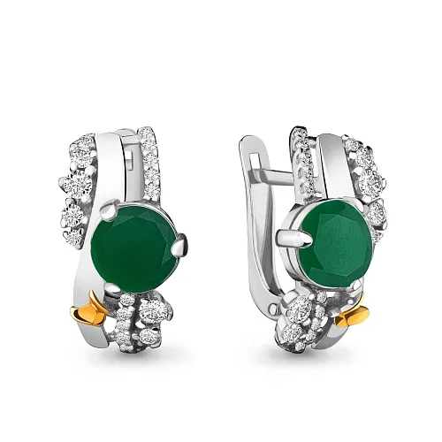 4471809А Серьги из Серебра с агатами, фианитами