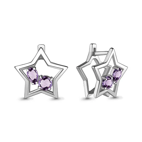 4733304 Серьги из Серебра с аметистами из коллекции "Twin"
