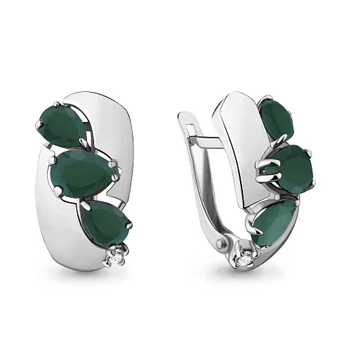 4490209 Серьги из Серебра с агатами, фианитами из коллекции "Лагуна"