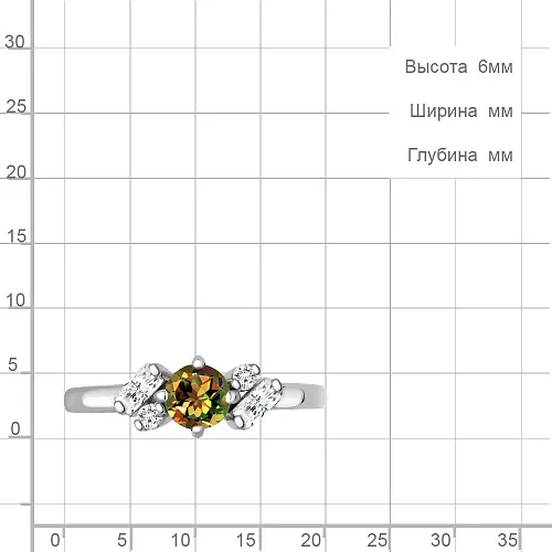 6726519А Кольцо из Серебра с султанитом иск., фианитами