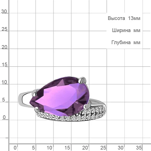 6944284А Кольцо из Серебра с наноаметистом иск., фианитами