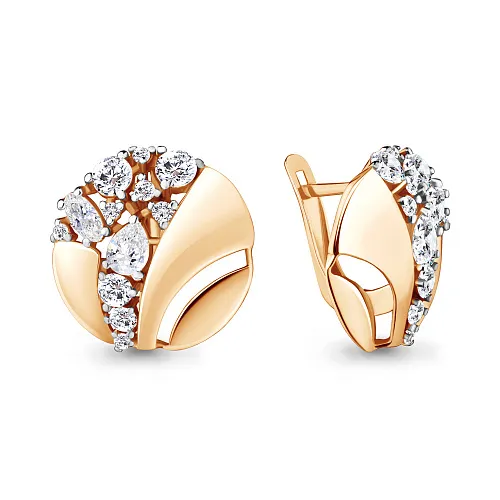 45855А Серьги из Золота с фианитами из коллекции "Fresh"