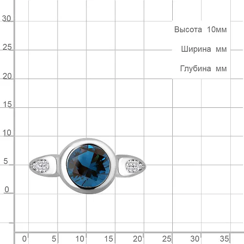 6902693А Кольцо из Серебра с нанотопазом лондон, фианитами