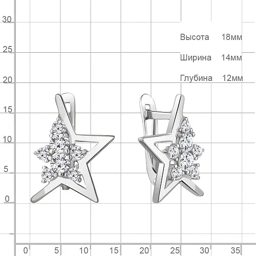 49389А Серьги из Серебра с фианитами из коллекции "Cosmic"