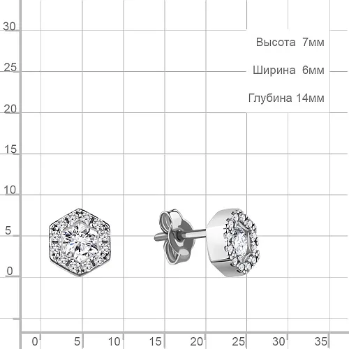 48774А Серьги из Серебра с фианитами