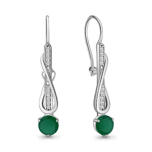 4774309А Серьги из Серебра с агатами, фианитами
