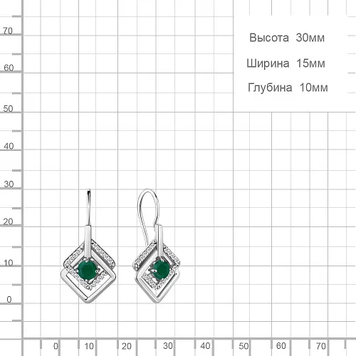 4773909А Серьги из Серебра с агатами, фианитами