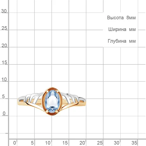 6947905 Кольцо из Золота с топазом свисс блю