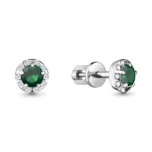 4408509А Серьги из Серебра с агатами, фианитами