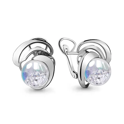 45343П Серьги из Серебра с стёклами из коллекции "French ball"